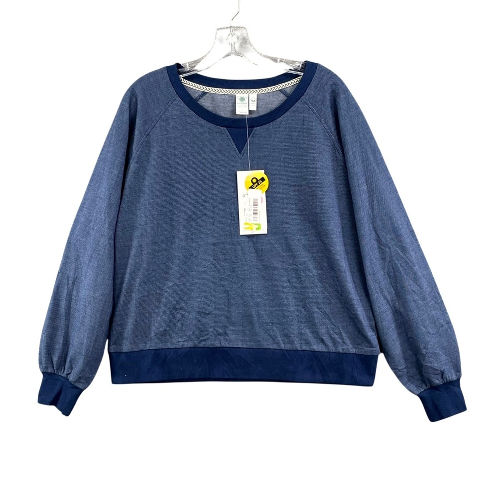 Aventura Sweatshirt Womens Large Blue Organic‎ Cotton Outdoor Travel Athleisure
